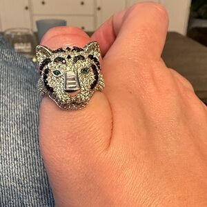 Stunning Sterling Silver Tiger Head Ring